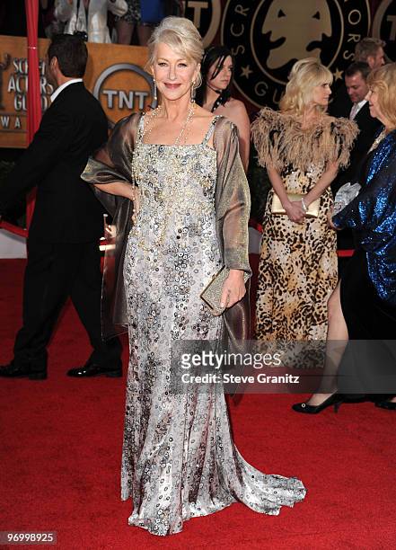 Actress Helen Mirren attends the 16th Annual Screen Actors Guild Awards at The Shrine Auditorium on January 23, 2010 in Los Angeles, California.