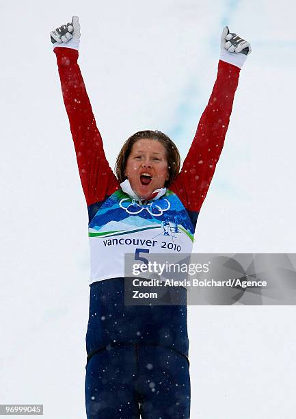 Hedda Berntsen of Norway takes 2nd place during the Women's Freestyle Skiing Ski Cross on Day 12 of the 2010 Vancouver Winter Olympic Games on...