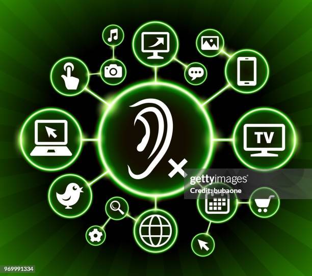 hearing lost internet communication technology dark buttons background - deaf computer stock illustrations