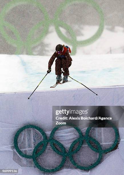 Ashleigh McIvor of Canada takes 1st place during the Women's Freestyle Skiing Ski Cross on Day 12 of the 2010 Vancouver Winter Olympic Games on...