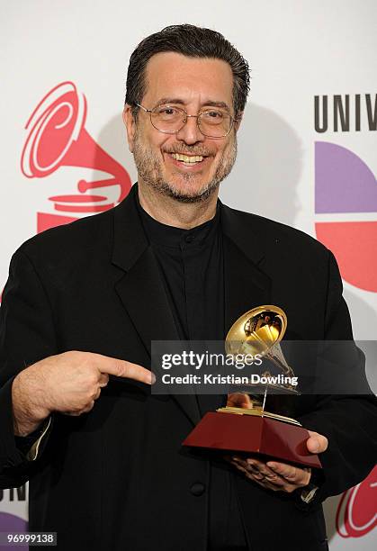 Musician Carlos Franzetti poses in the press room at the 10th Annual Latin GRAMMY Awards held at the Mandalay Bay Events Center on November 5, 2009...