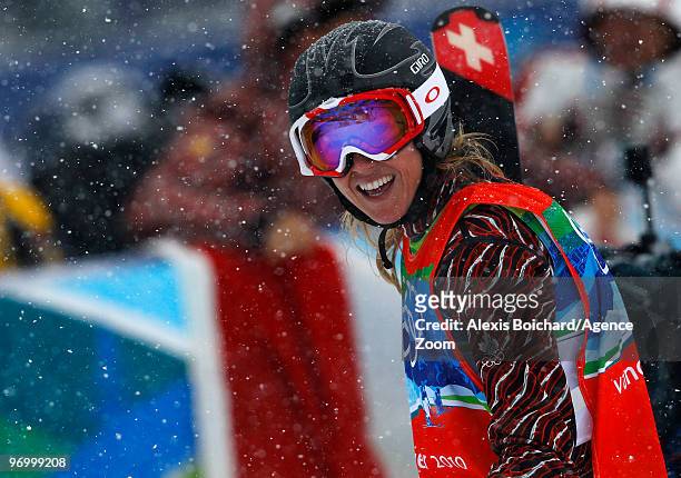 Ashleigh McIvor of Canada takes 1st place during the Women's Freestyle Skiing Ski Cross on Day 12 of the 2010 Vancouver Winter Olympic Games on...