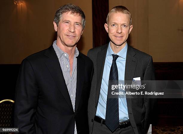 Lionsgate's Jon Feltheimer and Lionsgate's Kevin Beggs arrive at the HRTS' Cable Chiefs Newsmaker Luncheon on February 23, 2010 in Los Angeles,...