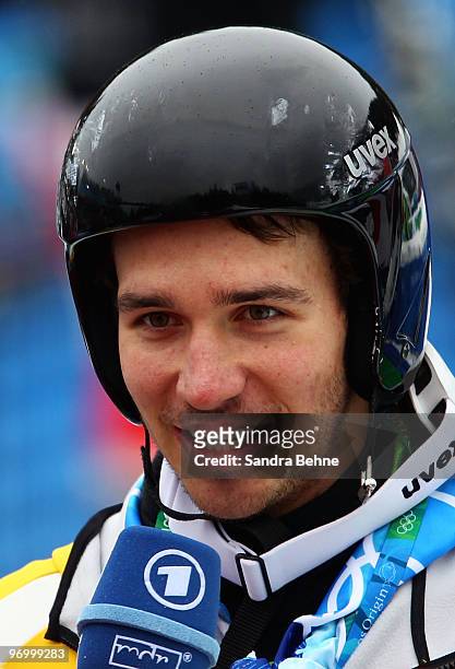 Felix Neureuther of Germany competes during the Alpine Skiing Men's Giant Slalom on day 12 of the Vancouver 2010 Winter Olympics at Whistler...