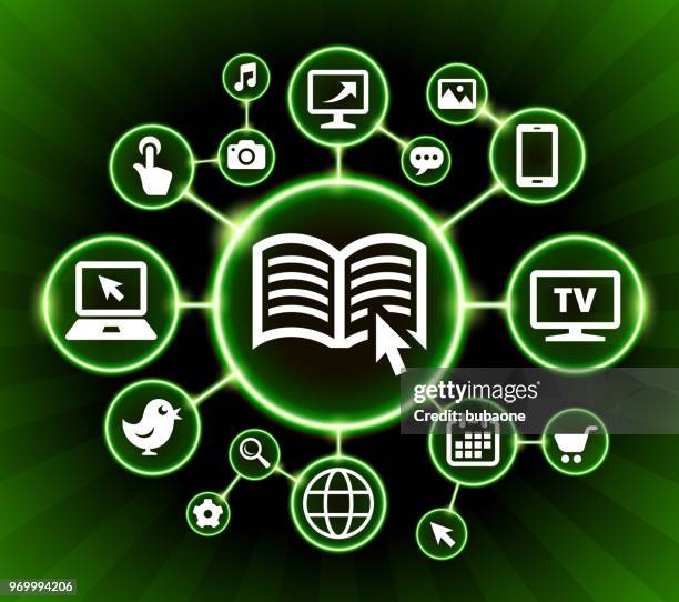 reading online internet communication technology dark buttons background - hand on computer mouse stock illustrations