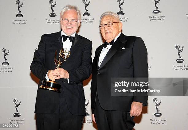 Prof. Markus Schachter and Dr. Henry Kissinger attend the 37th International Emmy Awards gala at the New York Hilton and Towers on November 23, 2009...