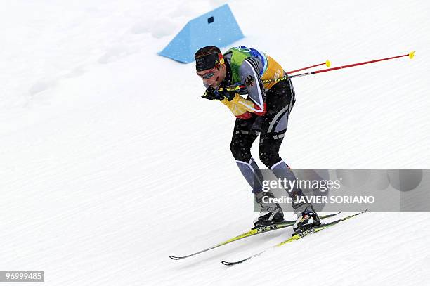 Germany's Eric Frenzel competes in his leg of the men's Nordic Combined team 4x5 km at the Whistler Olympic Park during the Vancouver Winter Olympics...