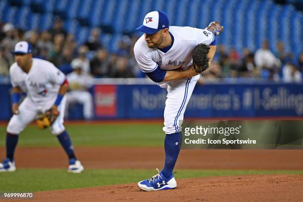 Toronto Blue Jays Starting pitcher Marco Estrada pitches in the first inning during the regular season MLB game between the New York Yankees and...