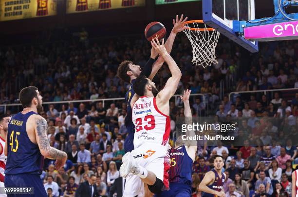 Tornike Shengelia and Ante Tomic during the match between FC Barcelona and Baskonia corresponding to the semifinals of the Liga Endesa, on 08th June...