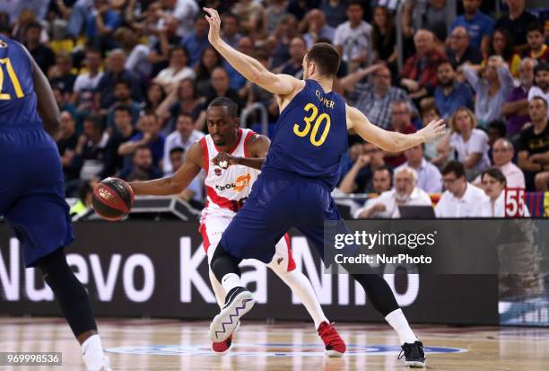 Edwin Jackson and Victoir Claver during the match between FC Barcelona and Baskonia corresponding to the semifinals of the Liga Endesa, on 08th June...