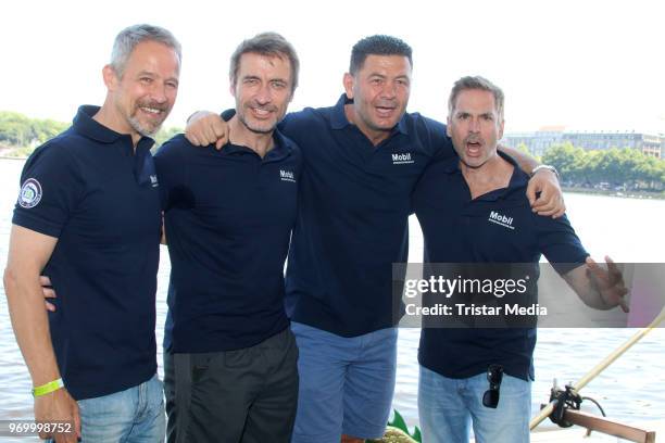 Manou Lubowski, Guido Broscheit, Luan Krasniqi and Andreas Brucker attend the '14. Drachenboot Cup' charity event on June 8, 2018 in Hamburg, Germany.