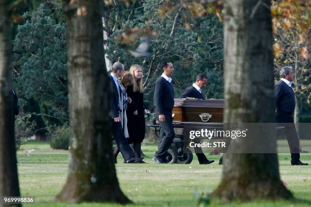 Maria del Carmen Cerruti mother of Queen Maxima of The Netherlands and Princess Amalia accompany the coffin of Queen Maxima's sister Ines...