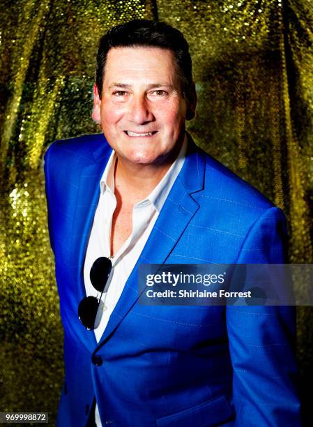 Tony Hadley poses backstage after meeting fans and signing copies of his new album 'Talking To The Moon' at HMV Manchester on June 8, 2018 in...