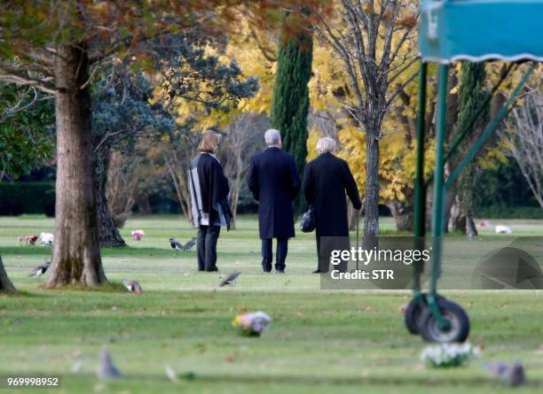 Maria del Carmen Cerruti mother of Queen Maxima of The Netherlands, is pictured next to relatives during her daughter's, Ines Zorreguieta, burial...