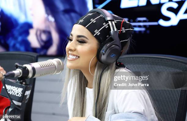 Becky G visits I Heart Latino Studio Enrique Santos Show at I Heart Latino Studios on June 8, 2018 in Miramar, Florida.