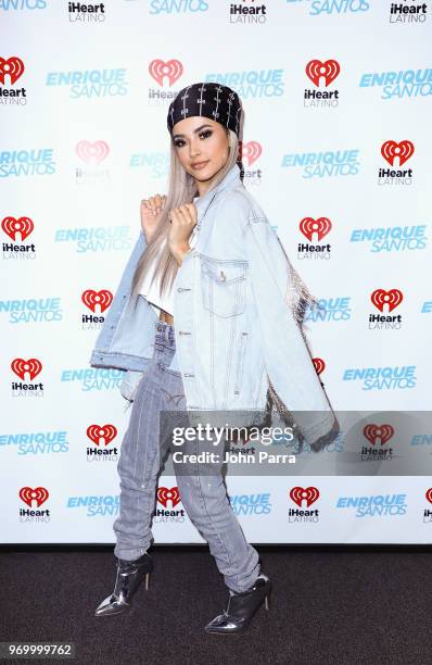 Becky G visits I Heart Latino Studio Enrique Santos Show at I Heart Latino Studios on June 8, 2018 in Miramar, Florida.