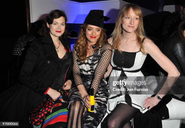 Jasmine Guinness, Alice Temperley and Jade Parfitt attend Alice in Wonderland themed launch of 'Alice by Temperley' collection during London Fashion...