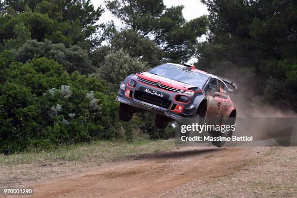 Craig Breen of Ireland and Scott Martin of Great Britain compete in their Citroen Total Abu Dhabi WRT Citroen C3 WRC during Day Two of the WRC Italy...