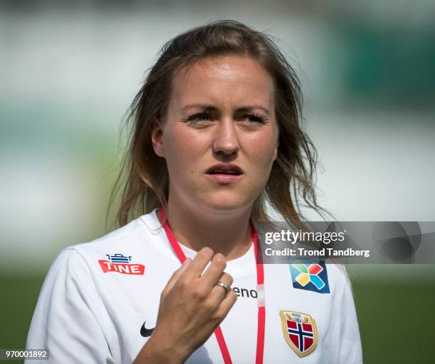 Kristine Minde of Norway before 2019 FIFA Womens World Cup Qualifier between Irland and Norway at Tallaght Stadium on June 8, 2018 in Tallaght,...