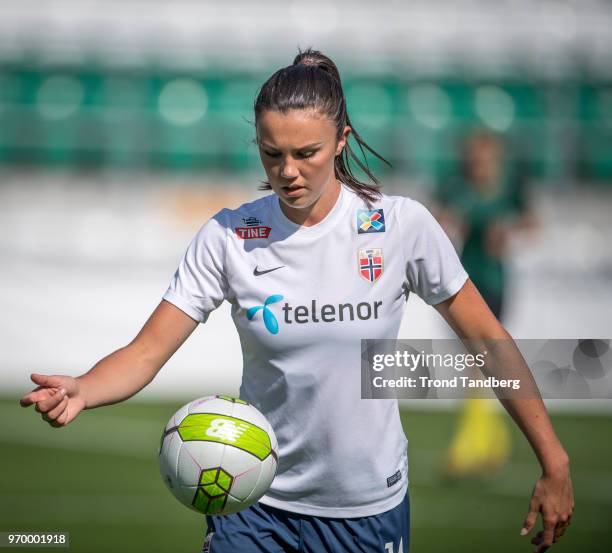 Ingrid S Engen of Norway before 2019 FIFA Womens World Cup Qualifier between Irland and Norway at Tallaght Stadium on June 8, 2018 in Tallaght,...
