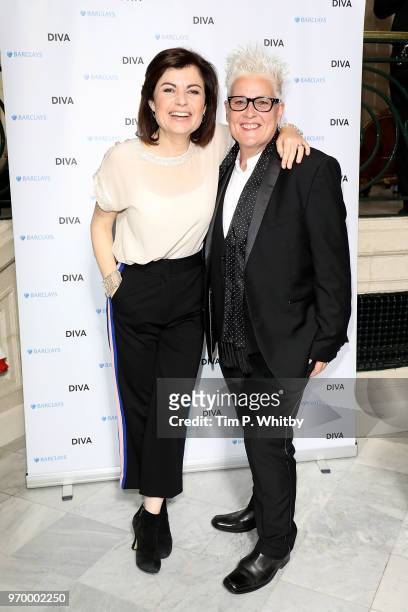 Jane Hill and Horse McDonald at the 2018 Diva Awards at The Waldorf Hilton Hotel on June 8, 2018 in London, England.