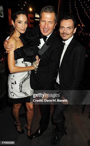 Astrid Munoz, Mario Testino and Matthew Williamson attend the Love Ball London, at the Roundhouse on February 23, 2010 in London, England.