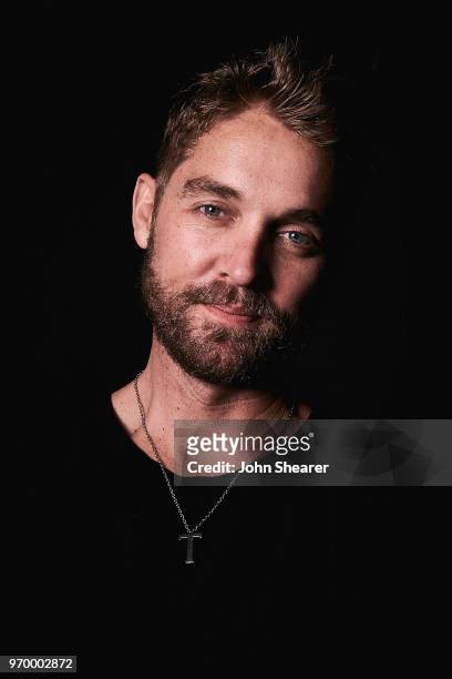 Musical artist Brett Young poses in the portrait studio at the 2018 CMA Music Festival at Nissan Stadium on June 8, 2018 in Nashville, Tennessee.