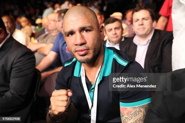 Former World Champion boxer Miguel Cotto is seen during the Golden Boy on ESPN fight night at Turning Stone Resort Casino on June 8, 2018 in Verona,...