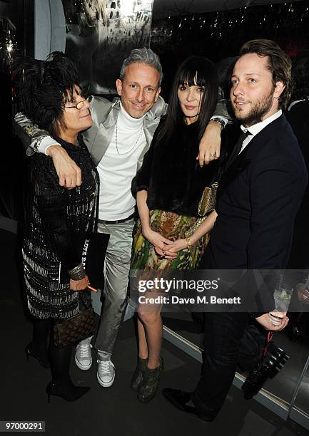 Hilary Alexander, Patrick Cox and Annabelle Neilson attend the Love Ball London, at the Roundhouse on February 23, 2010 in London, England.