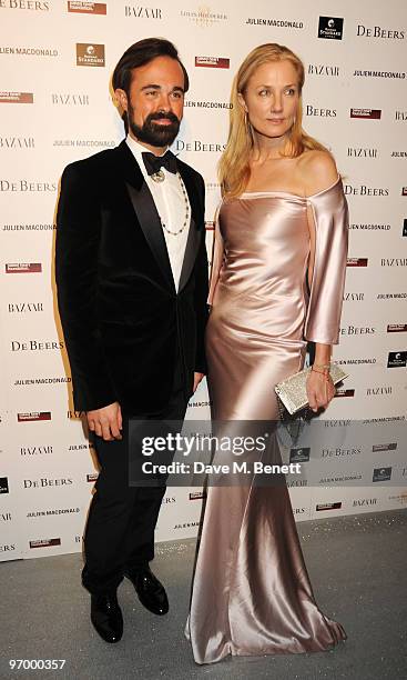 Evgeny Lebedev and Joely Richardson arrive at the Love Ball London, at the Roundhouse on February 23, 2010 in London, England.