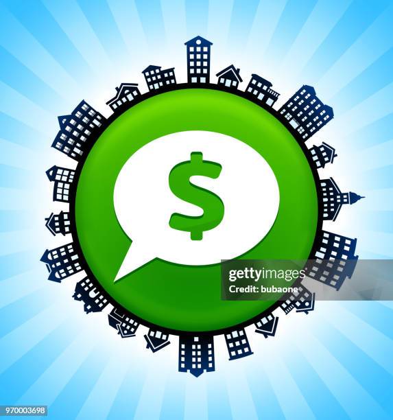 chatbubble on rural cityscape skyline background - new construction stock illustrations