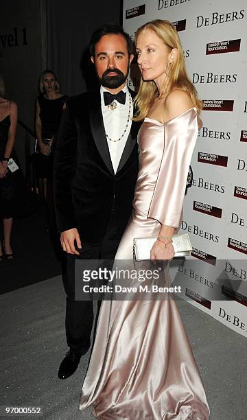 Evgeny Lebedev and Joely Richardson arrive at the Love Ball London, at the Roundhouse on February 23, 2010 in London, England.