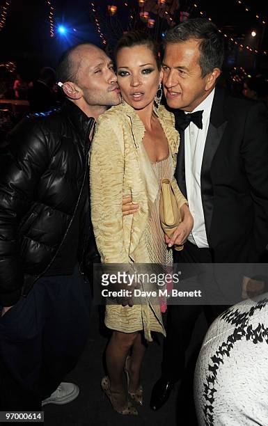 Michael Clark, Kate Moss and Mario Testino attend the Love Ball London, at the Roundhouse on February 23, 2010 in London, England.