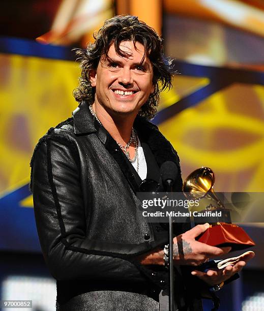 Musicians from Jaguares speak onstage at the 10th Annual Latin GRAMMY Awards Pre-Telecast held at the Mandalay Bay Events Center on November 5, 2009...