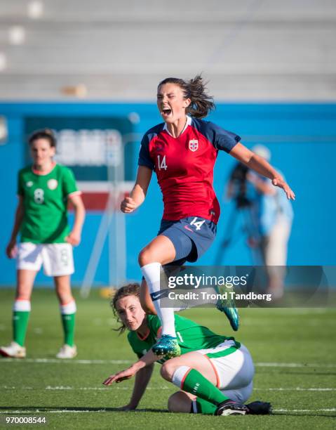 Ingrid S Engen of Norway during 2019 FIFA Womens World Cup Qualifier between Irland and Norway at Tallaght Stadium on June 8, 2018 in Tallaght,...