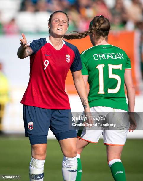Isabell Herlovsen of Norway during 2019 FIFA Womens World Cup Qualifier between Irland and Norway at Tallaght Stadium on June 8, 2018 in Tallaght,...