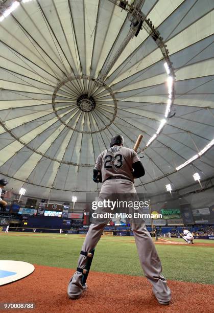 Nelson Cruz of the Seattle Mariners looks on during a game against the Tampa Bay Rays at Tropicana Field on June 8, 2018 in St Petersburg, Florida.