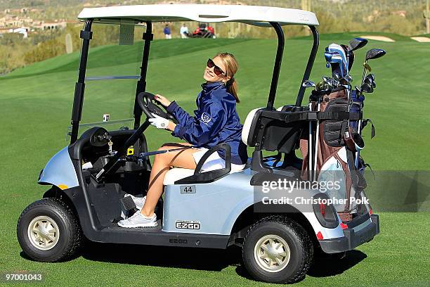 Personality Lauren "Lo" Bosworth golfs at Oakley's "Learn To Ride" Golf at Silverleaf on February 23, 2010 in Scottsdale, Arizona.