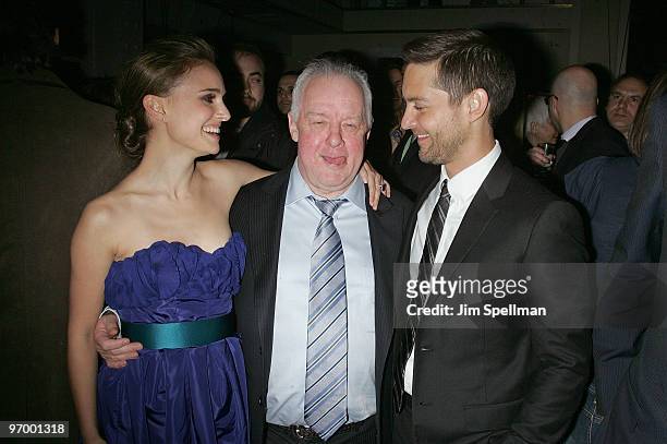 Actress Natalie Portman, Director Jim Sheridan and actor Tobey Maguire attend the Cinema Society and DKNY Men screening of "Brothers" after party at...