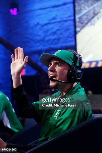 X of Celtics Crossover Gaming against Jazz Gaming during the NBA 2K League Mid Season Tournament on June 8, 2018 at the NBA 2K League Studio Powered...