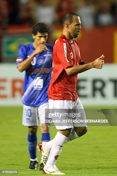 Internacioanl's footballer.Alecsandro celebrates his goal against Equadorean Emelec during their Libertadores Cup match at Beira Rio Stadium in Porto...