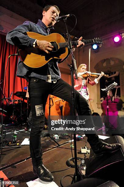 Singer-songwriter Alan Pownall performs on stage at Bush Hall on February 23, 2010 in London, England.