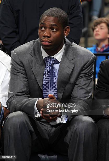 Ronnie Brewer of the Memphis Grizzlies looks on from the bench during a game against the Los Angeles Lakers on February 23, 2010 at FedExForum in...
