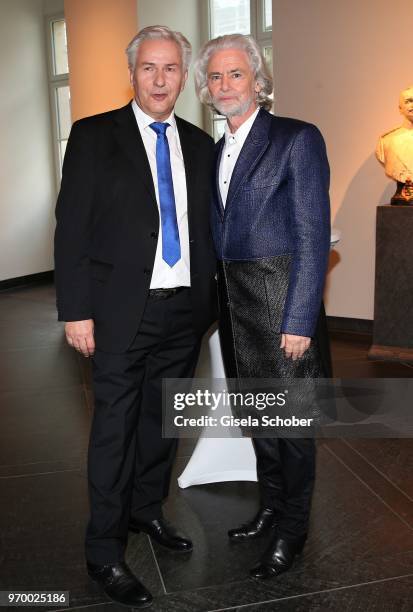 Klaus Wowereit, Hermann Buehlbecker, CEO Lambertz during the Lambertz reception before the European Culture Awards TAURUS 2018 at Dresden...