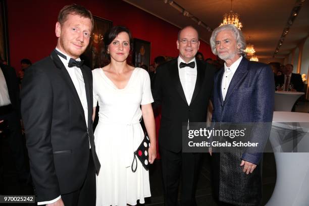 Prime Minister of Saxony Michael Kretschmer and his partner Annett Hofmann, HRH Prince Albert II. Of Monaco and Hermann Buehlbecker, CEO Lambertz...