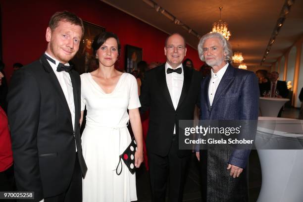 Prime Minister of Saxony Michael Kretschmer and his partner Annett Hofmann, HRH Prince Albert II. Of Monaco and Hermann Buehlbecker, CEO Lambertz...