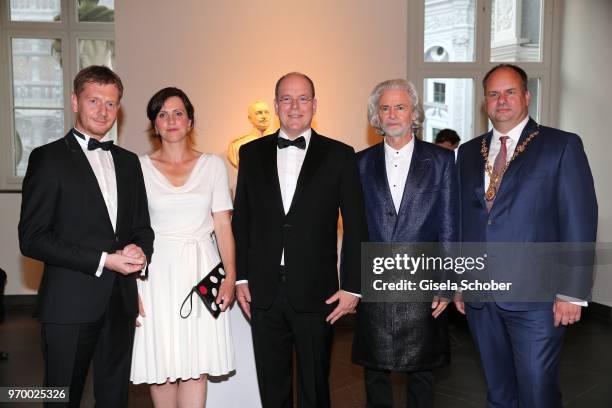 Prime Minister of Saxony Michael Kretschmer and his partner Annett Hofmann, HRH Prince Albert II. Of Monaco, Hermann Buehlbecker, CEO Lambertz and...