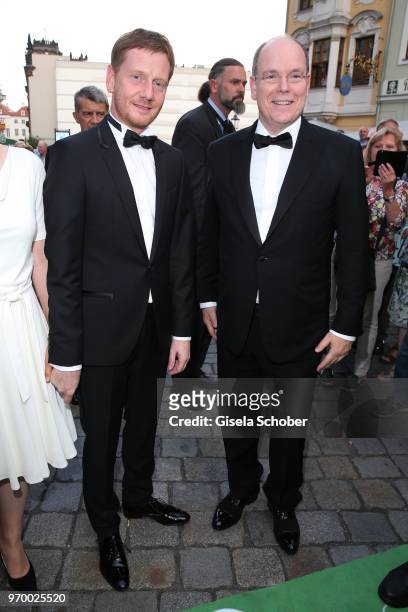 Prime Minister of Saxonia Michael Kretschmer and HRH Prince Albert II. Of Monaco during the European Culture Awards TAURUS 2018 at Dresden...
