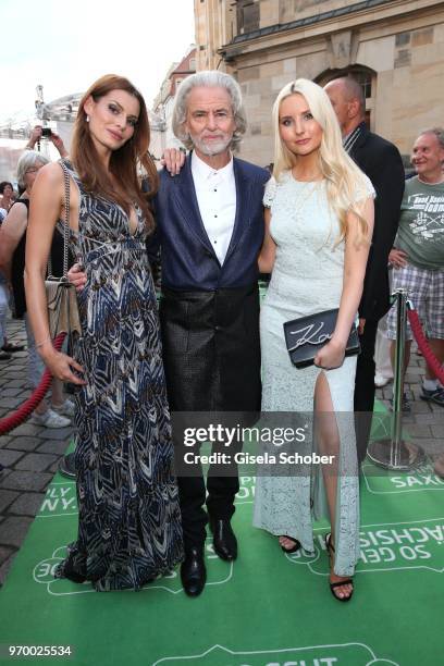 Rebecca Kunikowski, Hermann Buehlbecker, CEO Lambertz and Model Anna Hiltrop during the European Culture Awards TAURUS 2018 at Dresden Frauenkirche...