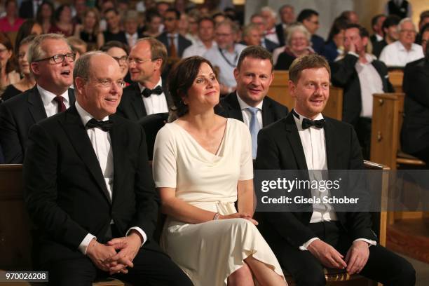 Prince Albert II. Of Monaco, Prime Minister of Saxony Michael Kretschmer and his partner Annett Hofmann during the European Culture Awards TAURUS...